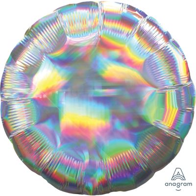 Anagram Foil 53cm (21&quot;) Holographic Iridescent Silver Circle 