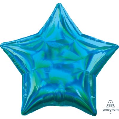 Anagram Solid Foil Star 45cm (18") Holographic Iridescent Cyan (unpackaged)