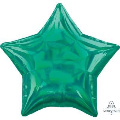 Anagram Soiid Foil Star 45cm (18&quot;) Holographic Iridescent Green - packaged