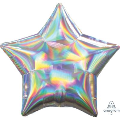 Anagram Solid Colour Foil Star 45cm (18") Holographic Iridescent Silver (unpackaged)