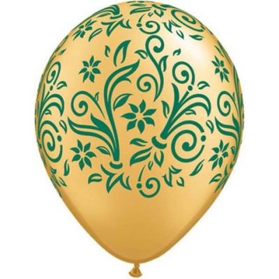 Qualatex Printed Latex 25/28cm (11&quot;) Damask Poinsettia-A-Round (Discontinued)