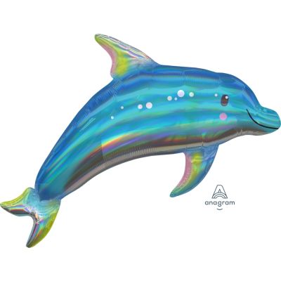 Anagram Foil Shape Holographic Iridescent Blue Dolphin