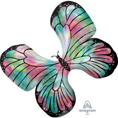 Anagram Foil SuperShape Holographic Iridescent Teal and Pink Butterfly (76cm x 66cm)