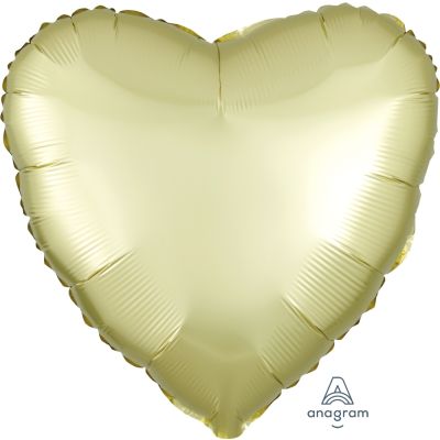Anagram Foil Solid Colour Heart 45cm (18") Satin Luxe Pastel Yellow - packaged