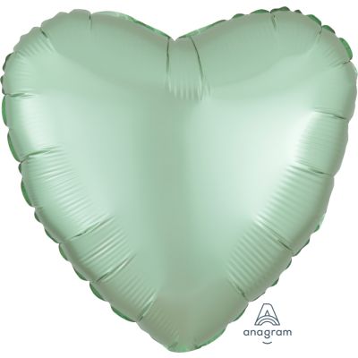 Anagram Foil Solid Colour Heart 45cm (18") Satin Luxe Pastel Mint Green - packaged