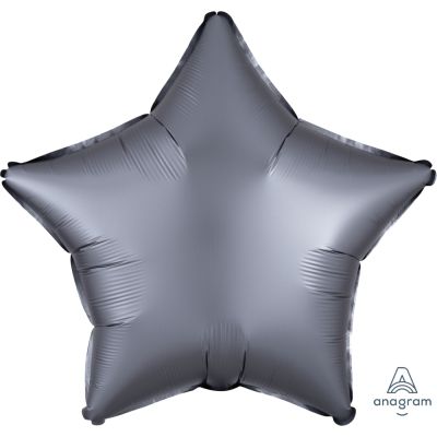 Anagram Foil Solid Colour Star 45cm (18") Satin Luxe Graphite - packaged