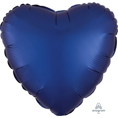 Anagram Foil Solid Colour Heart 45cm (18") Satin Luxe Navy - packaged