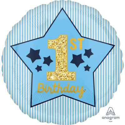 Anagram Foil 45cm (18") Boy 1st Birthday Blue and Gold