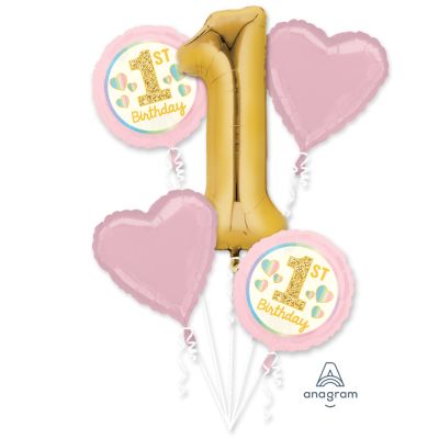 Anagram Balloon Bouquet Kit Girl 1st Birthday Pink and Gold