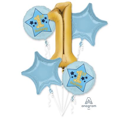 Anagram Balloon Bouquet Kit Boy 1st Birthday Blue and Gold