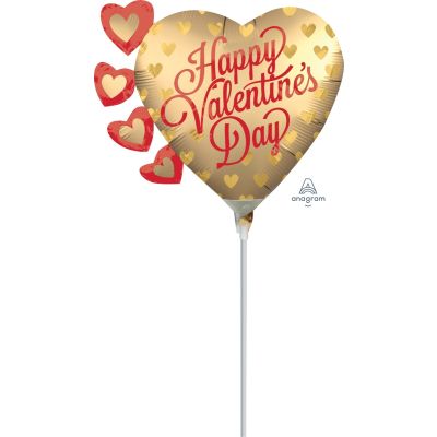 Anagram Microfoil 22cm (9") Valentines Satin Infused Pretty Gold Hearts - Air fill (unpackaged)