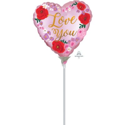 Anagram Microfoil 22cm (9") Satin Love You Painted Floral (Air Fill & Unpackaged) (Discontinued)