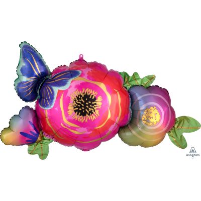Anagram Foil SuperShape Satin Infused Flowers & Butterfly (93cm x 48cm)
