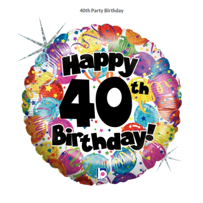 Betallic Foil 45cm (18") 40th Party Birthday Holographic (Discontinued)