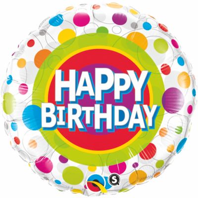 Qualatex Foil 45cm (18") Happy Birthday Colourful Dots