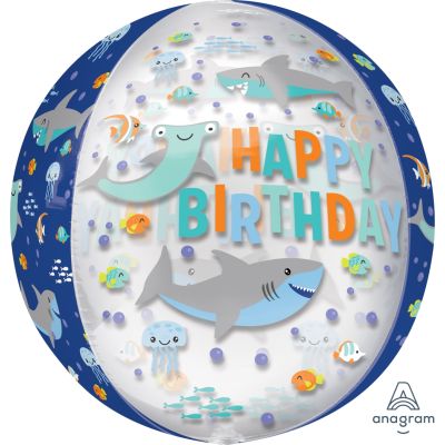 Anagram Orbz 40cm (16") Happy Birthday Sharks