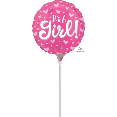 Anagram Microfoil 22cm (9") It's a Girl Heart & Dots - Air fill (unpackaged)