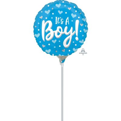Anagram Microfoil 22cm (9") It's a Boy Hearts & Dots - Air fill (unpackaged)