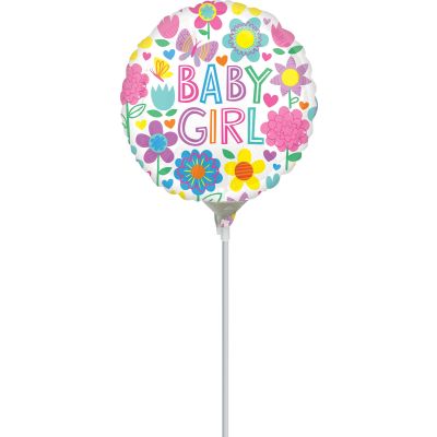 Anagram Microfoil 22cm (9") Baby Girl Floral Butterfly - Air fill (unpackaged)