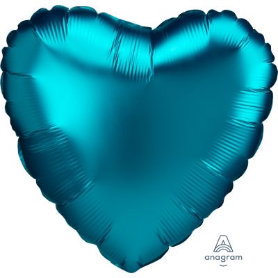 Anagram Foil Solid Colour Heart 45cm (18") Satin Luxe Aqua - packaged