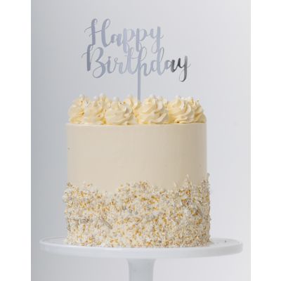 Five Star Cake Topper Happy Birthday Silver