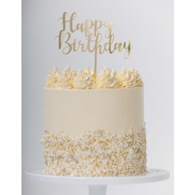 Five Star Cake Topper Happy Birthday Gold