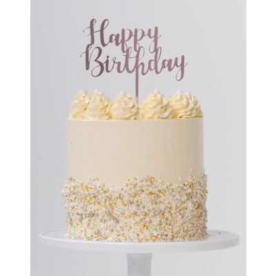 Five Star Cake Topper Happy Birthday Rose Gold