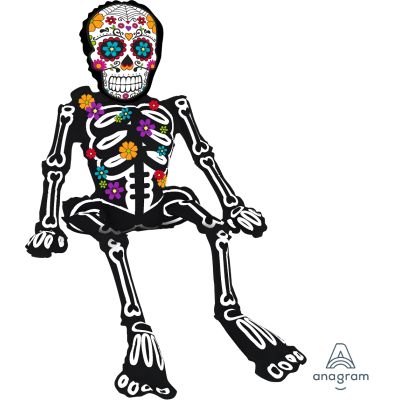 Anagram Foil Sitting Day of the Dead Skeleton (45cm x 66cm)