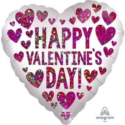 Anagram Foil Heart 45cm (18") Satin Happy Valentines Day Sequins