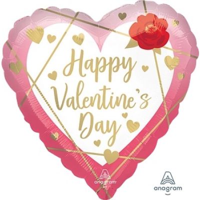 Anagram Foil Heart 45cm (18") Happy Valentines Day Watercolor Faceted Heart