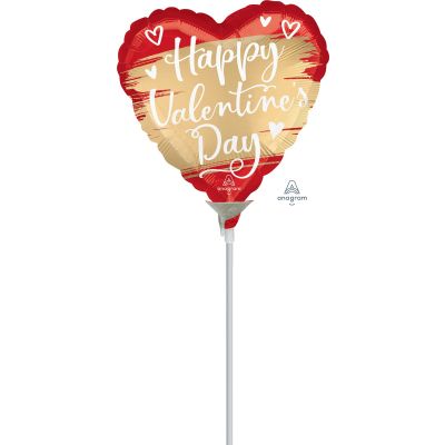 Anagram Microfoil 22cm (9&quot;) Happy Valentines Day Satin Gold Swoosh - Air fill (unpackaged)