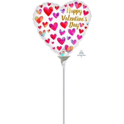 Anagram Microfoil 22cm (9&quot;) Happy Valentines Day Painterly Hearts - Air fill (unpackaged)