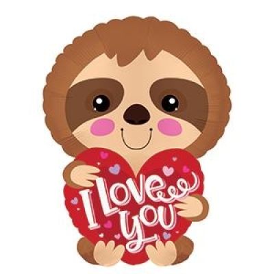 CTI Microfoil 22cm (9&quot;) I Love You Sloth Shape - Air fill (unpackaged) (Discontinued)