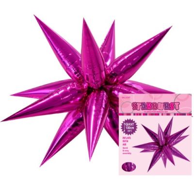Unique Foil Decorative Shape Starburst 100cm Hot Pink