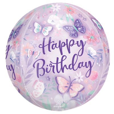 Anagram Orbz 40cm (16") Flutters Happy Birthday