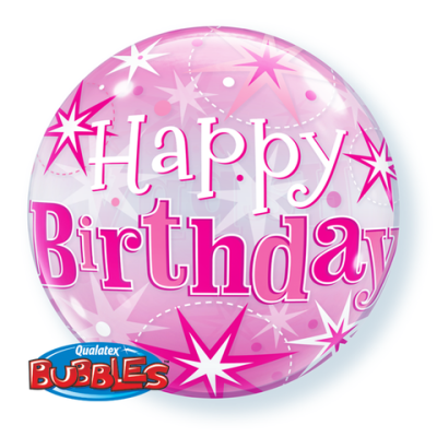 Qualatex Bubble 56cm (22") Birthday Pink Starburst Sparkle
