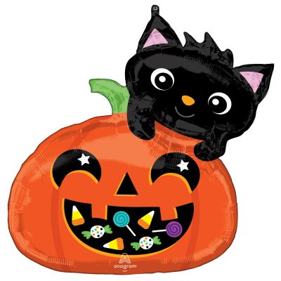 Anagram SuperShape Cat And Candy Pumpkin (63cm x 63cm)