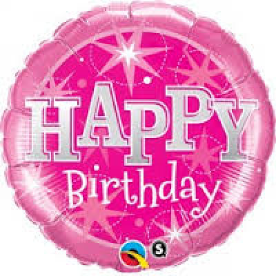 Qualatex Foil Shape 91cm (36") Happy Birthday Pink Sparkle