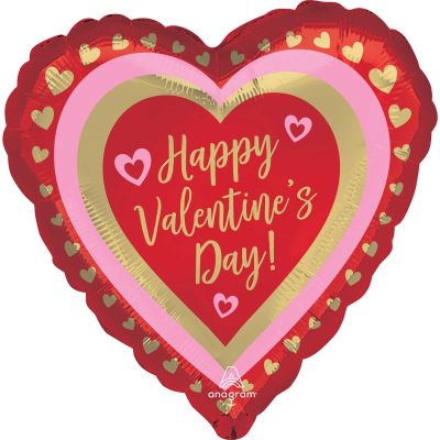 Anagram Foil Heart 45cm (18") Happy Valentine's Day Golden Hearts