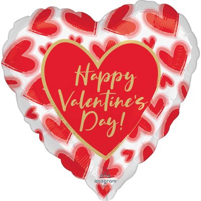 Anagram Foil Heart 45cm (18") Happy Valentine's Day Blushed Lined Hearts