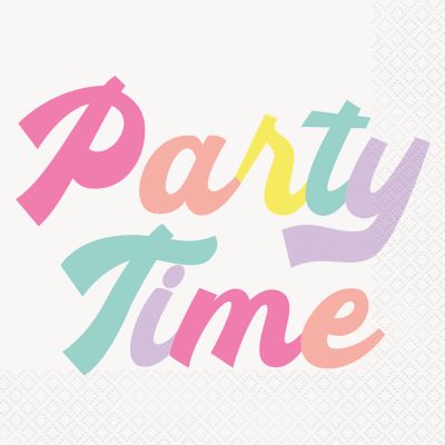 Unique P16 Lunch Napkin Retro Pastel Rainbow Party Time