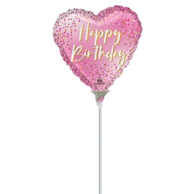 Anagram Microfoil 22cm (9&quot;) Happy Birthday Sparkle - Air fill (unpackaged)