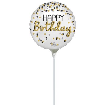 Anagram Microfoil 22cm (9&quot;) Black Silver Gold Birthday - Air fill (unpackaged)