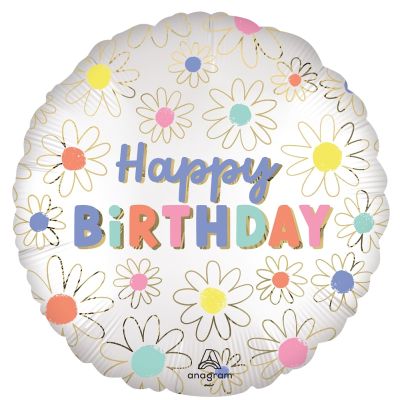Anagram Foil 45cm (18") Satin Daisies Happy Birthday