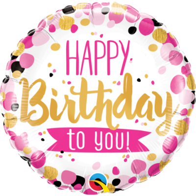 Qualatex Foil 45cm (18") Happy Birthday To You Pink and Gold