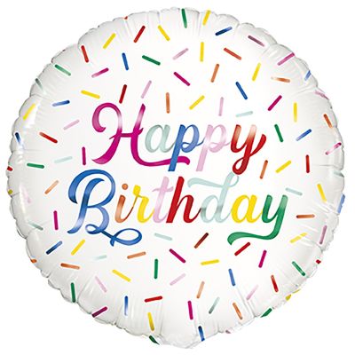 Unique Foil Sprinkle Happy Birthday 45cm (18") Foil Balloon - Packaged