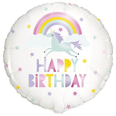 Unique Foil Rainbow Unicorn Happy Birthday 45cm (18")
