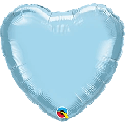 Qualatex Micro-Foil Solid Heart 22cm (9") Pearl Light Blue (Air Fill & Unpackaged)