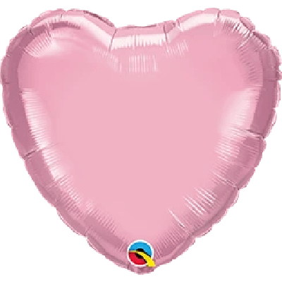 Qualatex Micro-Foil Solid Heart 22cm (9") Pearl Pink (Air Fill & Unpackaged)
