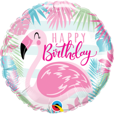 Qualatex Foil 45cm (18") Happy Birthday Flamingo